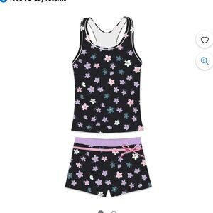 PROALLO Girls Two-Piece Swimsuit with Boyshorts Vest-Style Tankini NWT